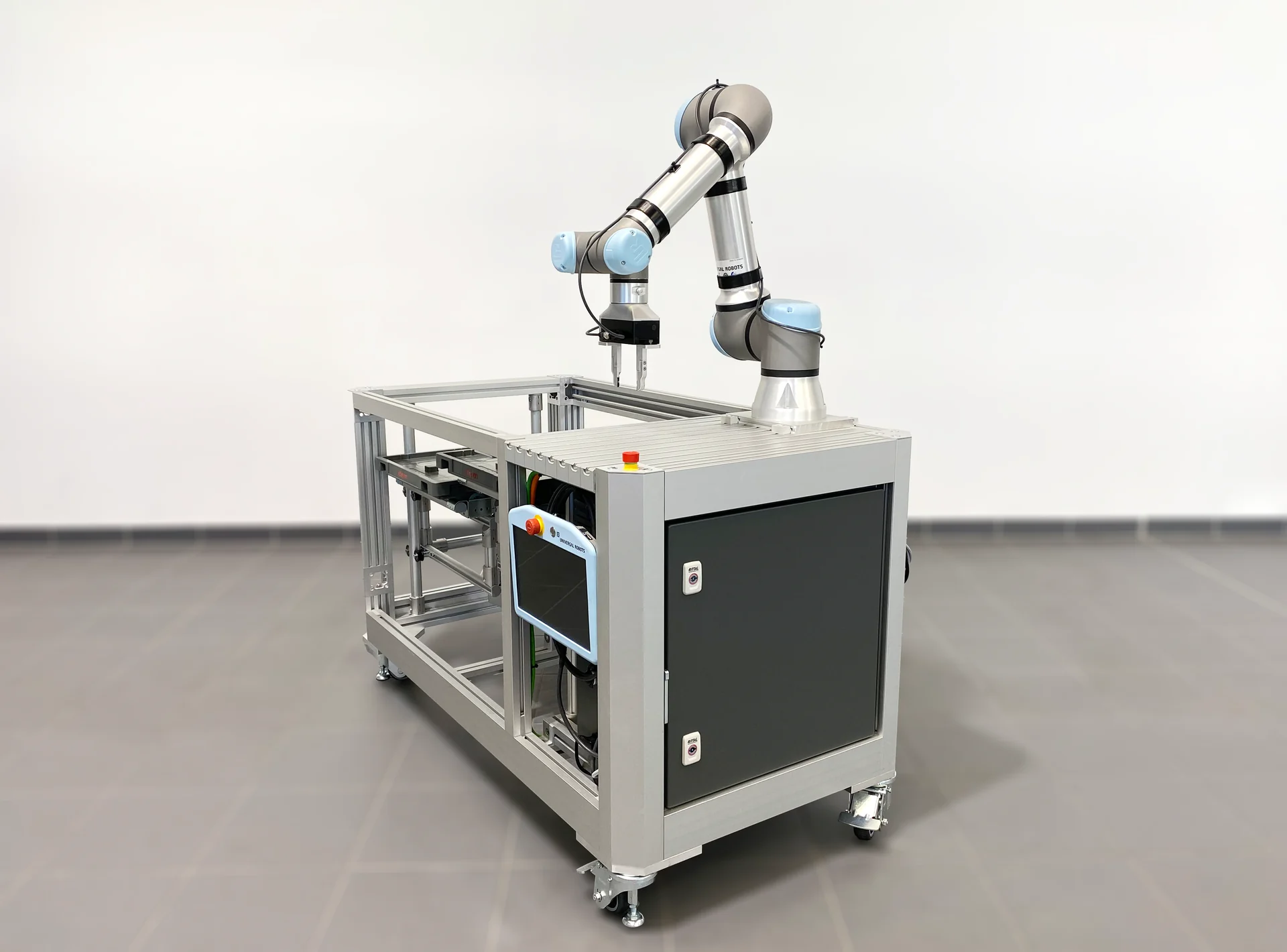 Collaborative robot on a modular aluminium-profile base