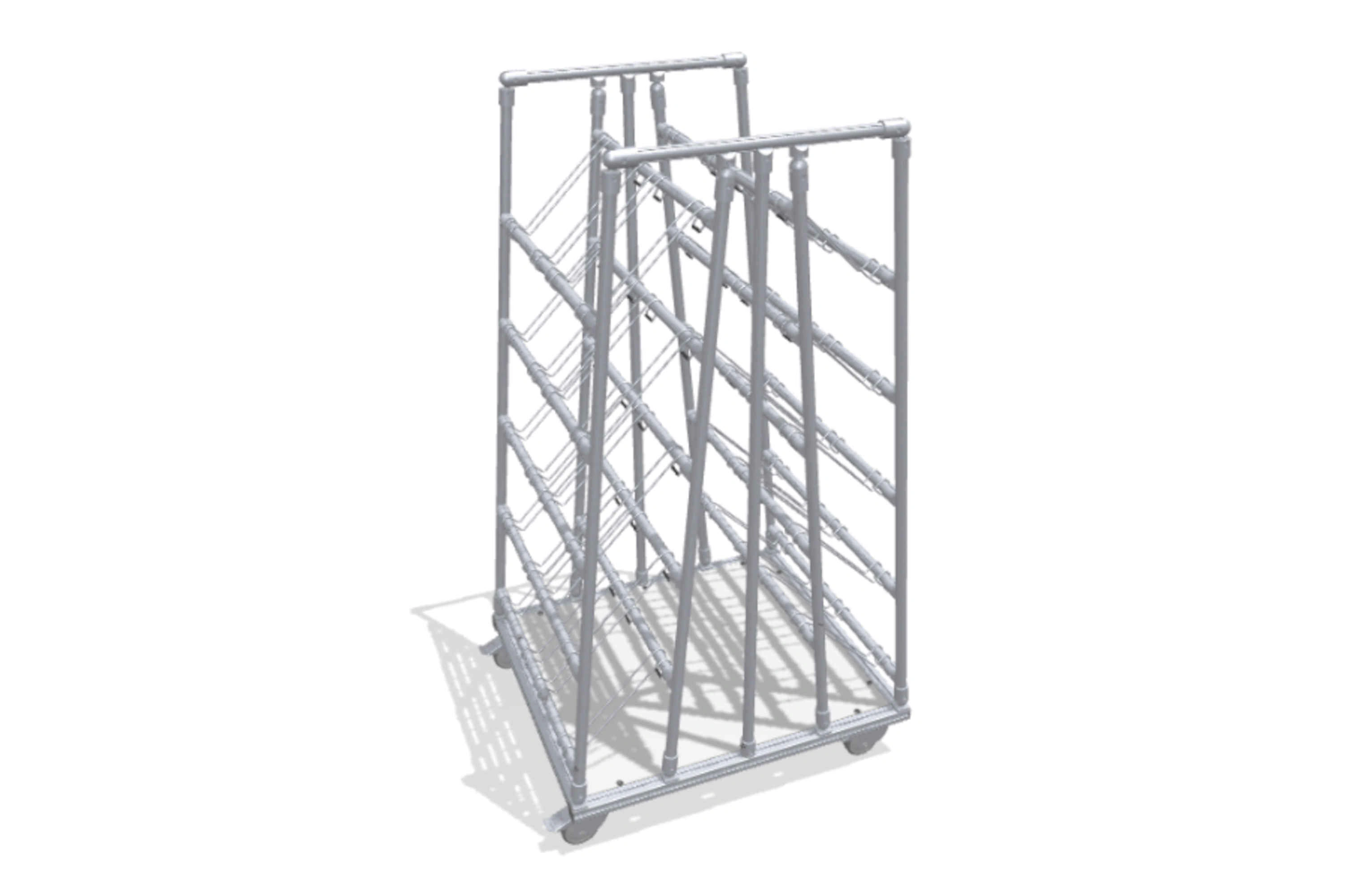 Two-sided material supply rack for small parts