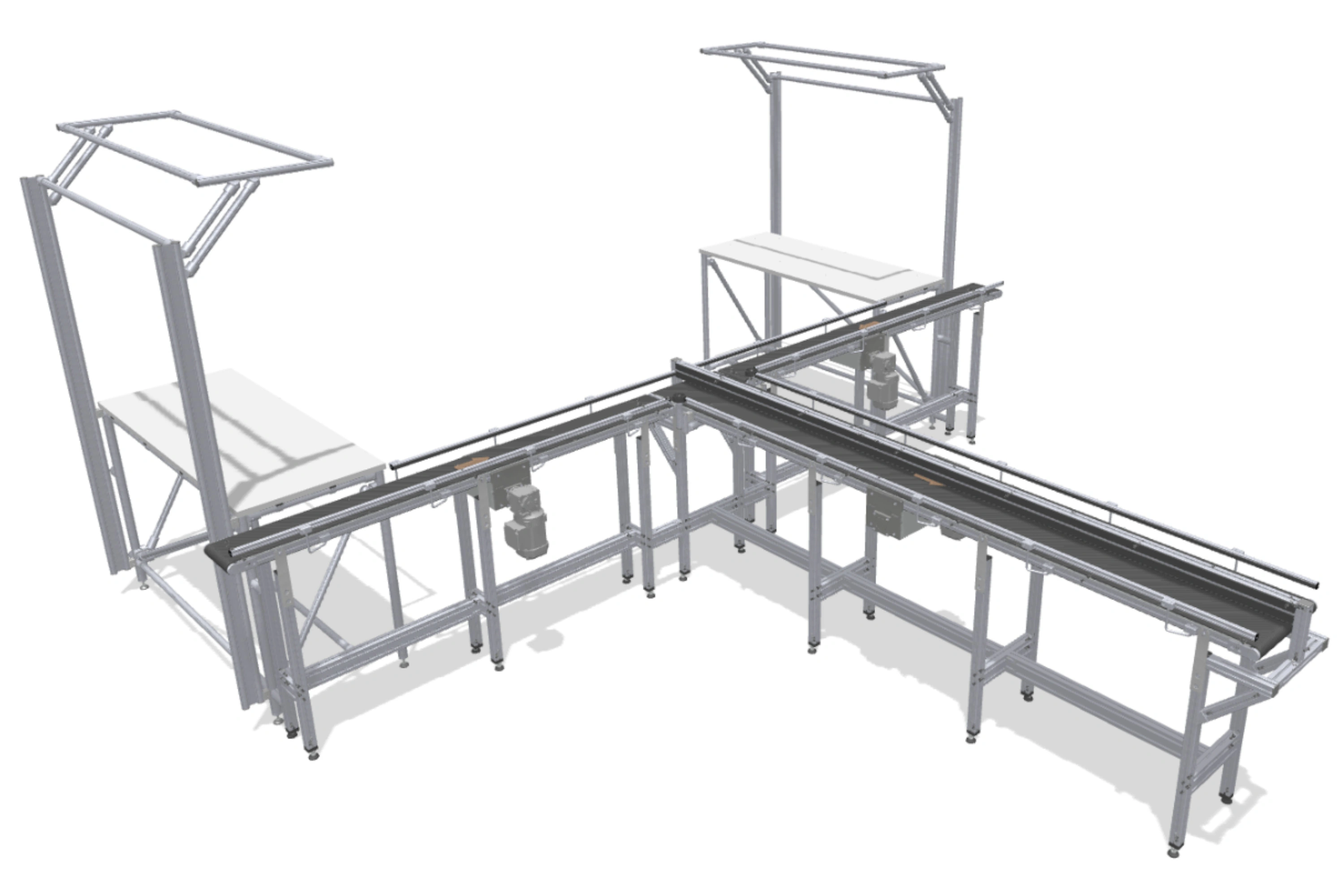 Parallel production with conveyor belts in a Т-configuration