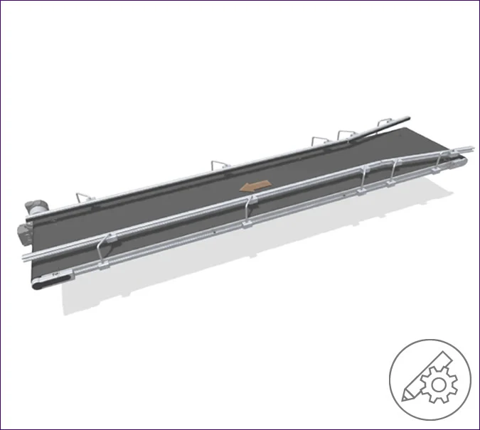 Flat Belt Conveyor with railing and funnel – accumulating