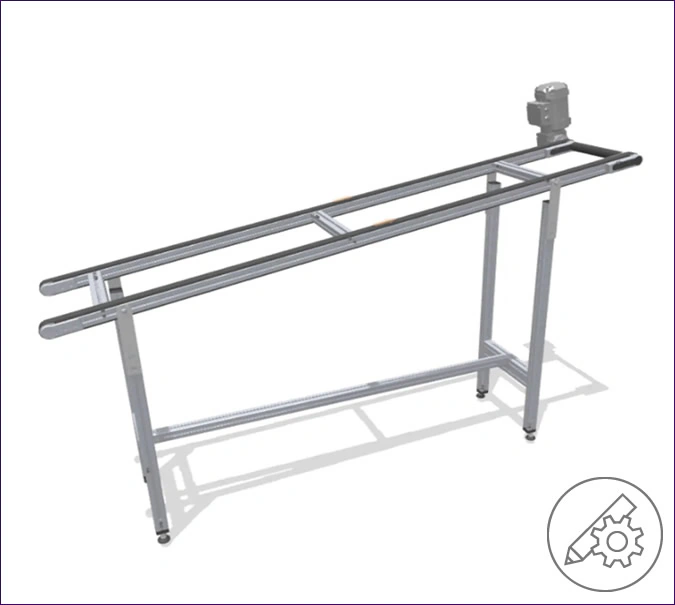 Double Timing Belt Conveyor with 10° incline - non-accumulating
