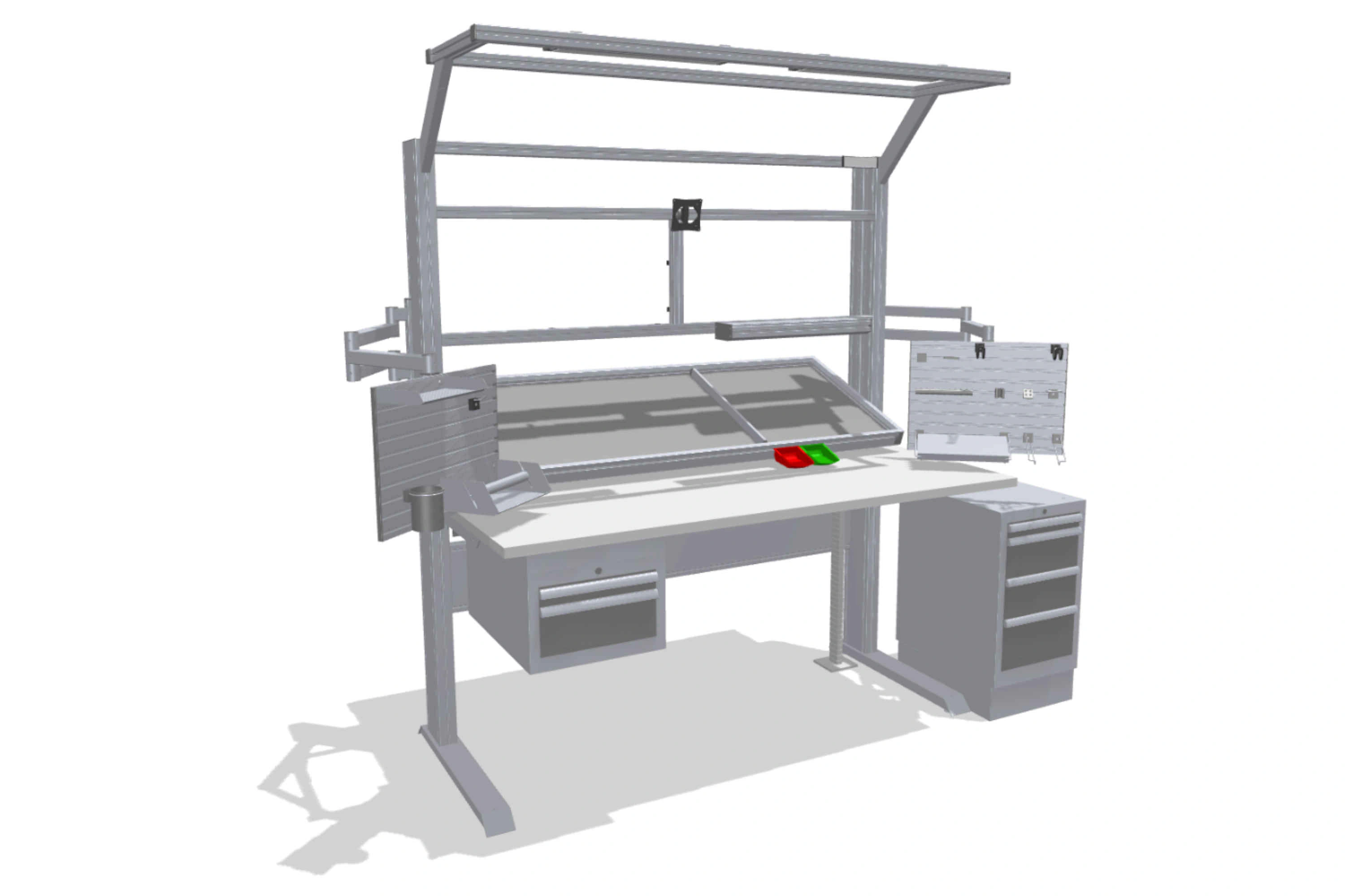 Assembly workstation with material supply from rear